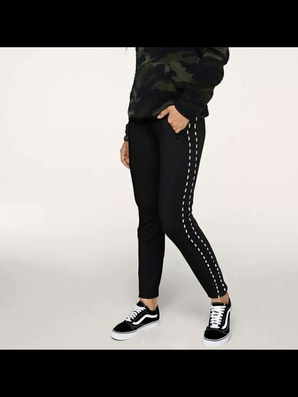 PINK Victoria's Secret Black Track Joggers with White Side Logo